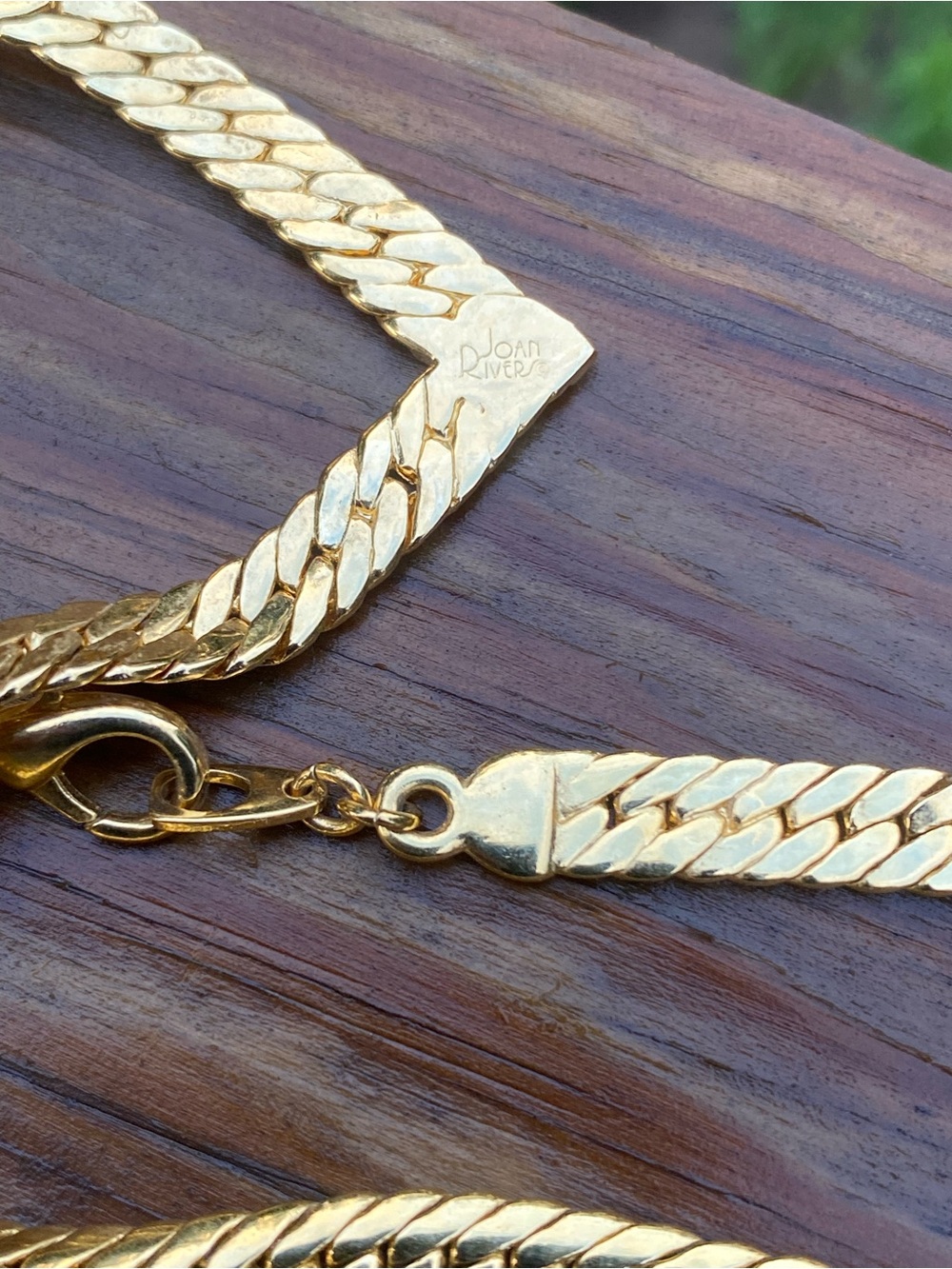 Joan Rivers Gold tone Herringbone Chevron Necklace with Distinctive V drop - Picture 9 of 10